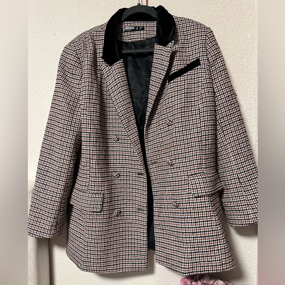MISSGUIDED Houndstooth Blazer ☕️ (Plus Size)